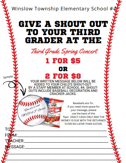 DON'T FORGET TO GET YOUR THIRD GRADE SHOUT OUT