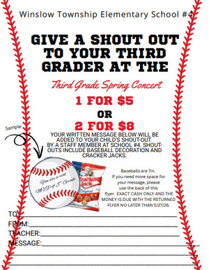 DON'T FORGET TO GET YOUR THIRD GRADE SHOUT OUT